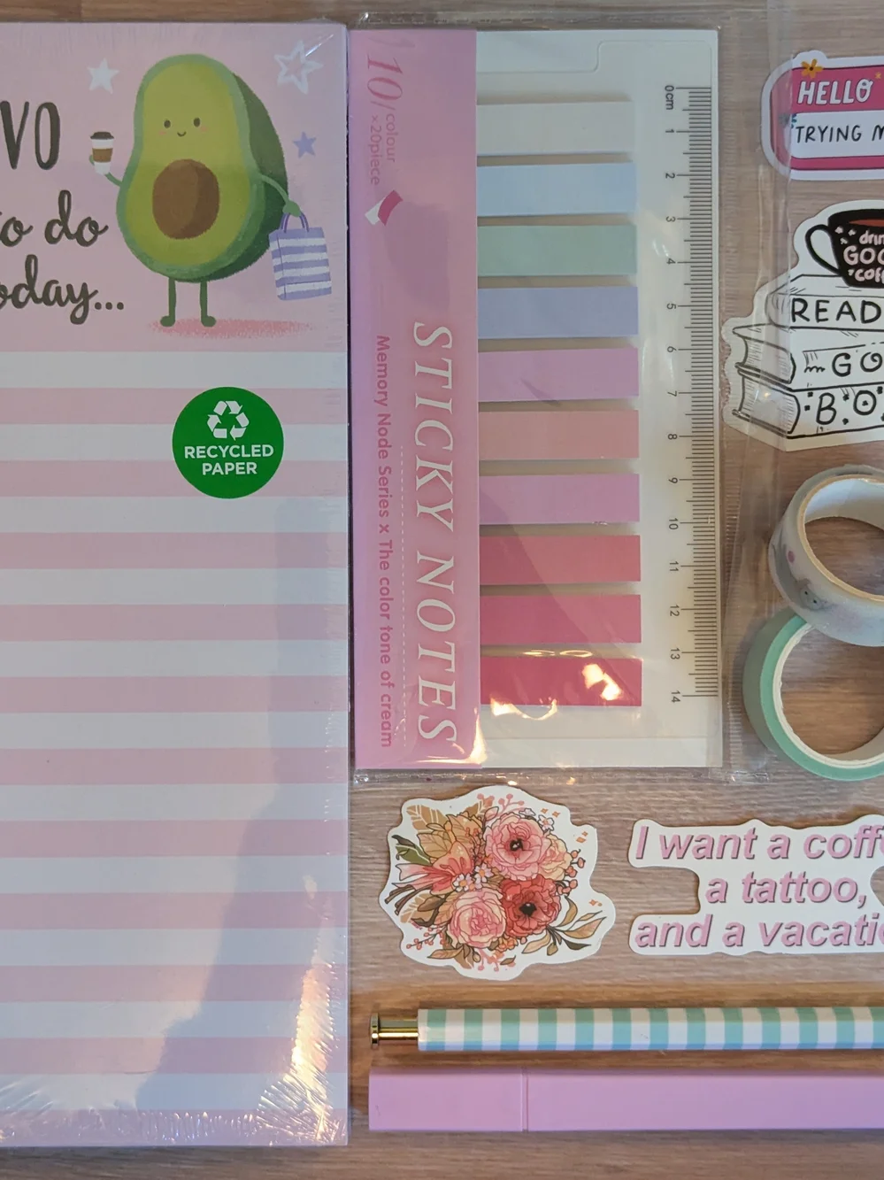 Cute Pastel Sticky Notes & Desk Accessories Set